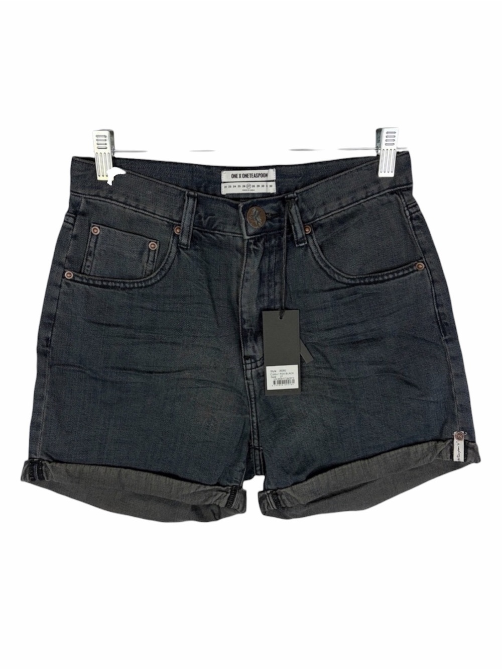 One x One Teaspoon Legend Short Fox Black High Waist Mom Fit Denim Shorts 27